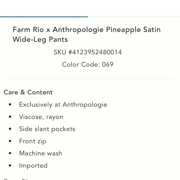 πHOST PICK πFARM Rio x Anthropologie Pink and Orange Pineapple Wide Leg Pants - Picture 5 of 10